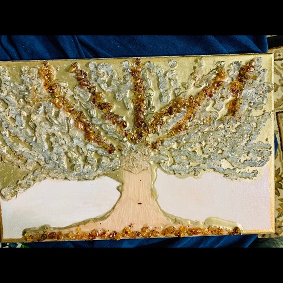 Tree of life glass stones resin art 11/17 inches - Picture 2 of 12